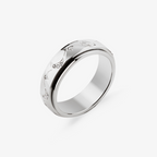 silver moon and star pattern anxiety ring
