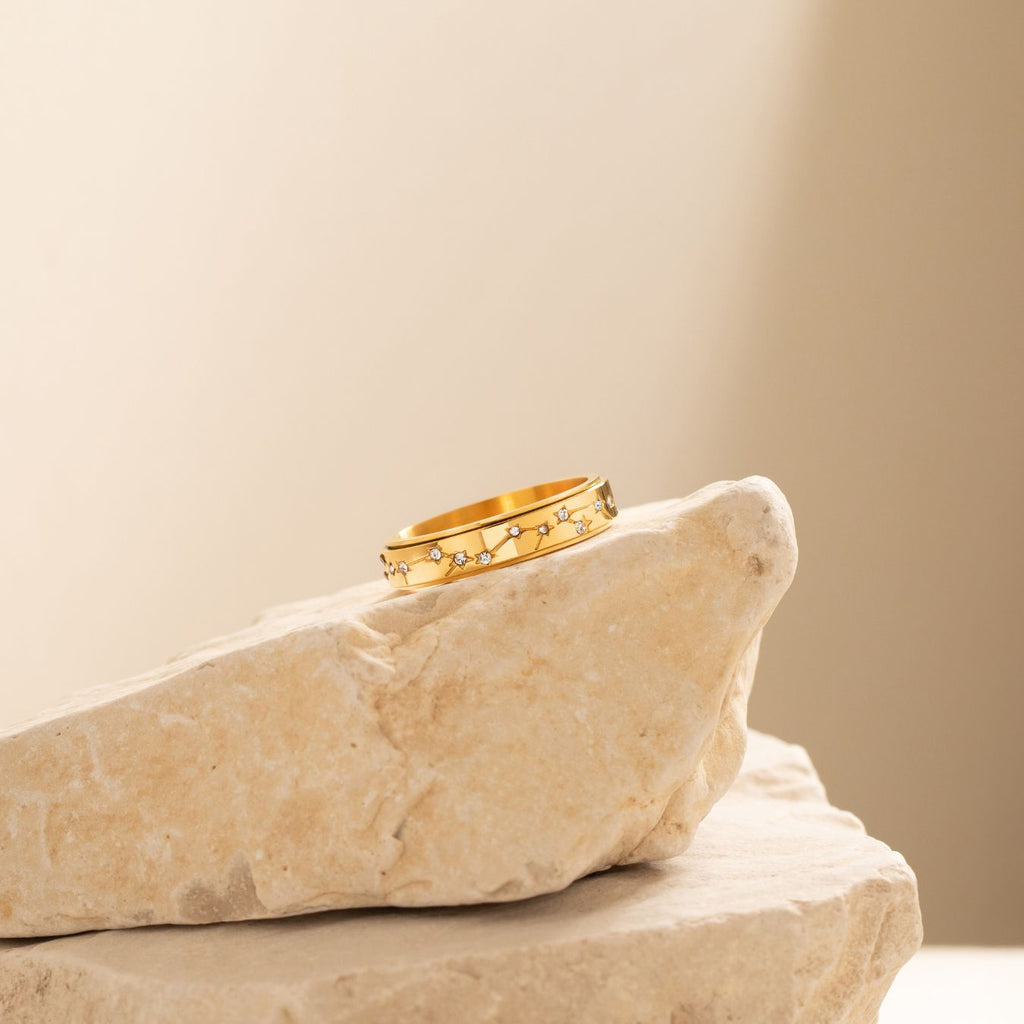 gold constellation crystal anxiety ring