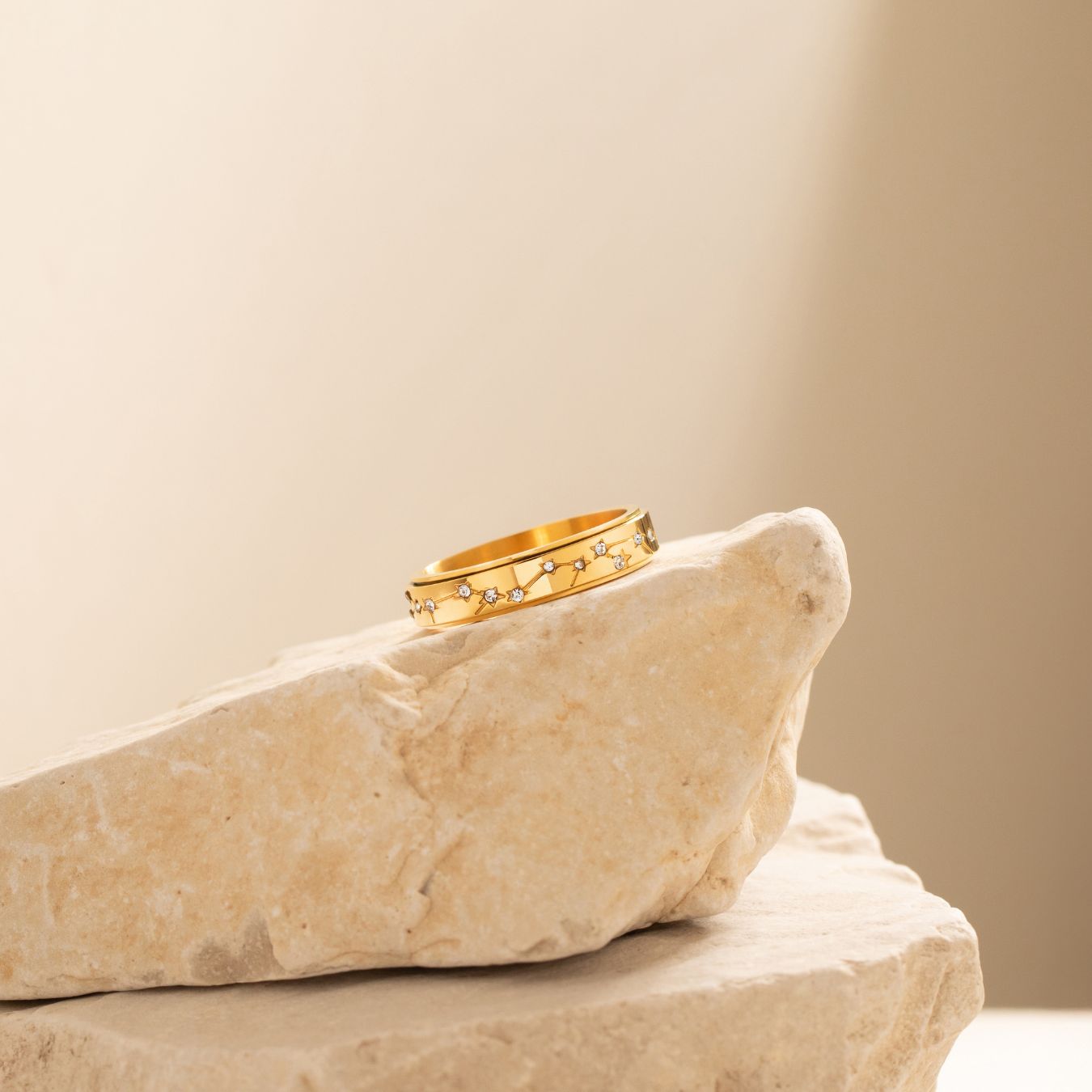gold constellation crystal anxiety ring