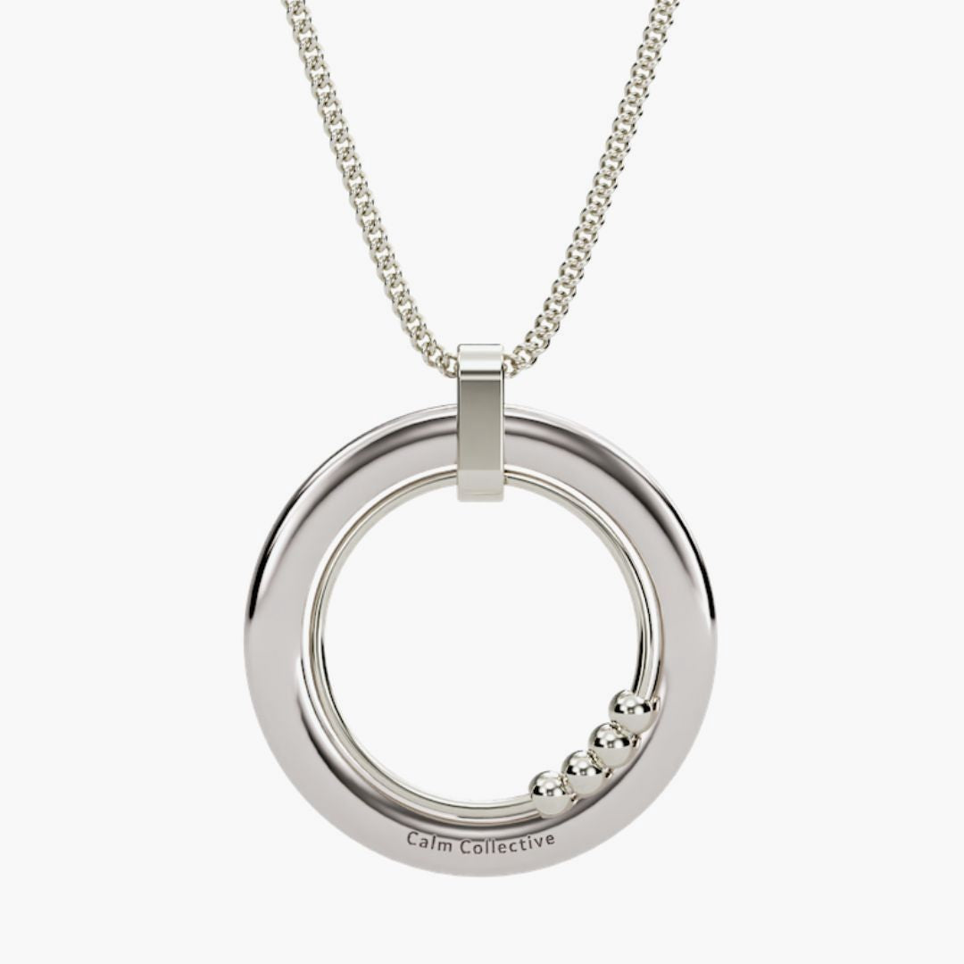 silver 4-bead fidget necklace