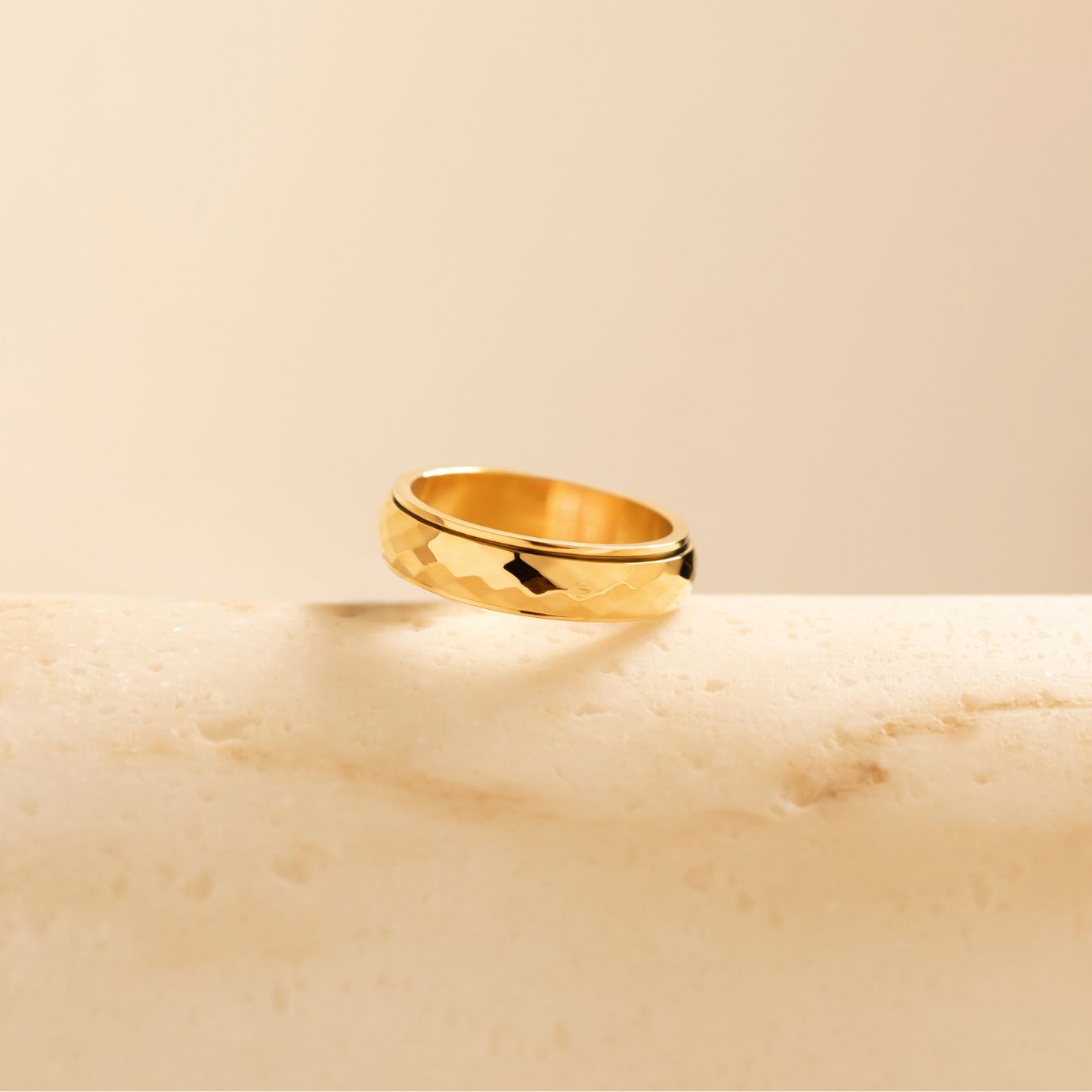 gold minimal pattern anxiety ring