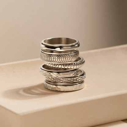silver spinning woven ring