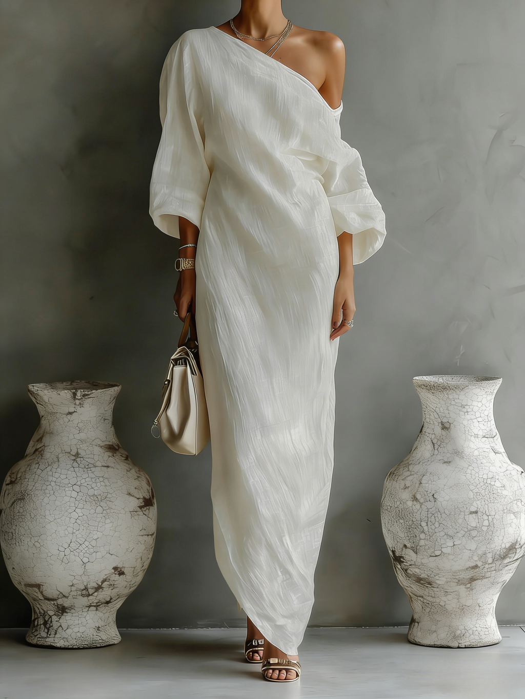 Aurelia | Elegant One-Shoulder Linen Maxi Dress
