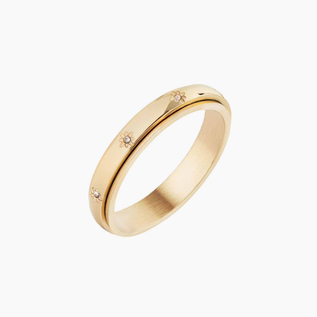 gold spinning star eternity band ring
