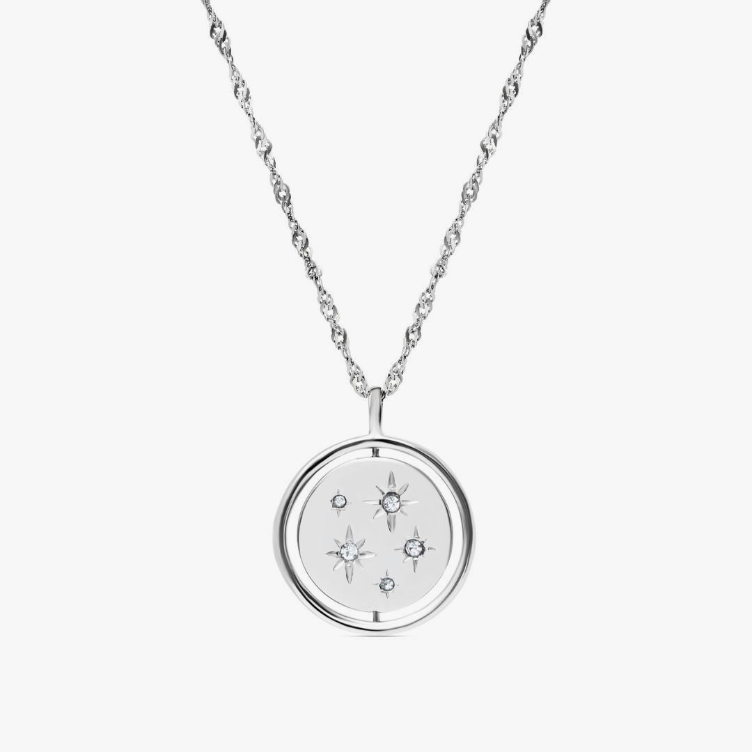 silver night sky spinning necklace