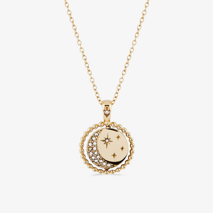gold sphere-edged day and night spinning necklace