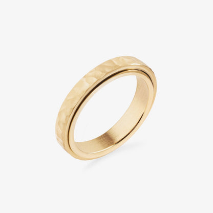 gold spinning hammered ring