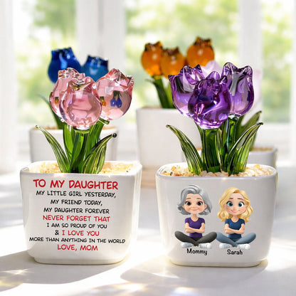 My Daughter Forever - Personalized Custom Glass Everlasting Tulips