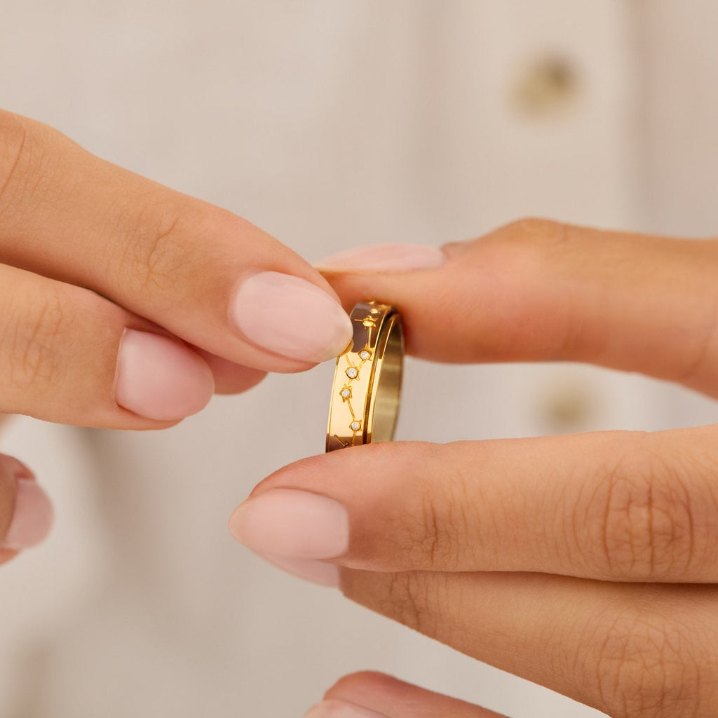 gold constellation crystal anxiety ring