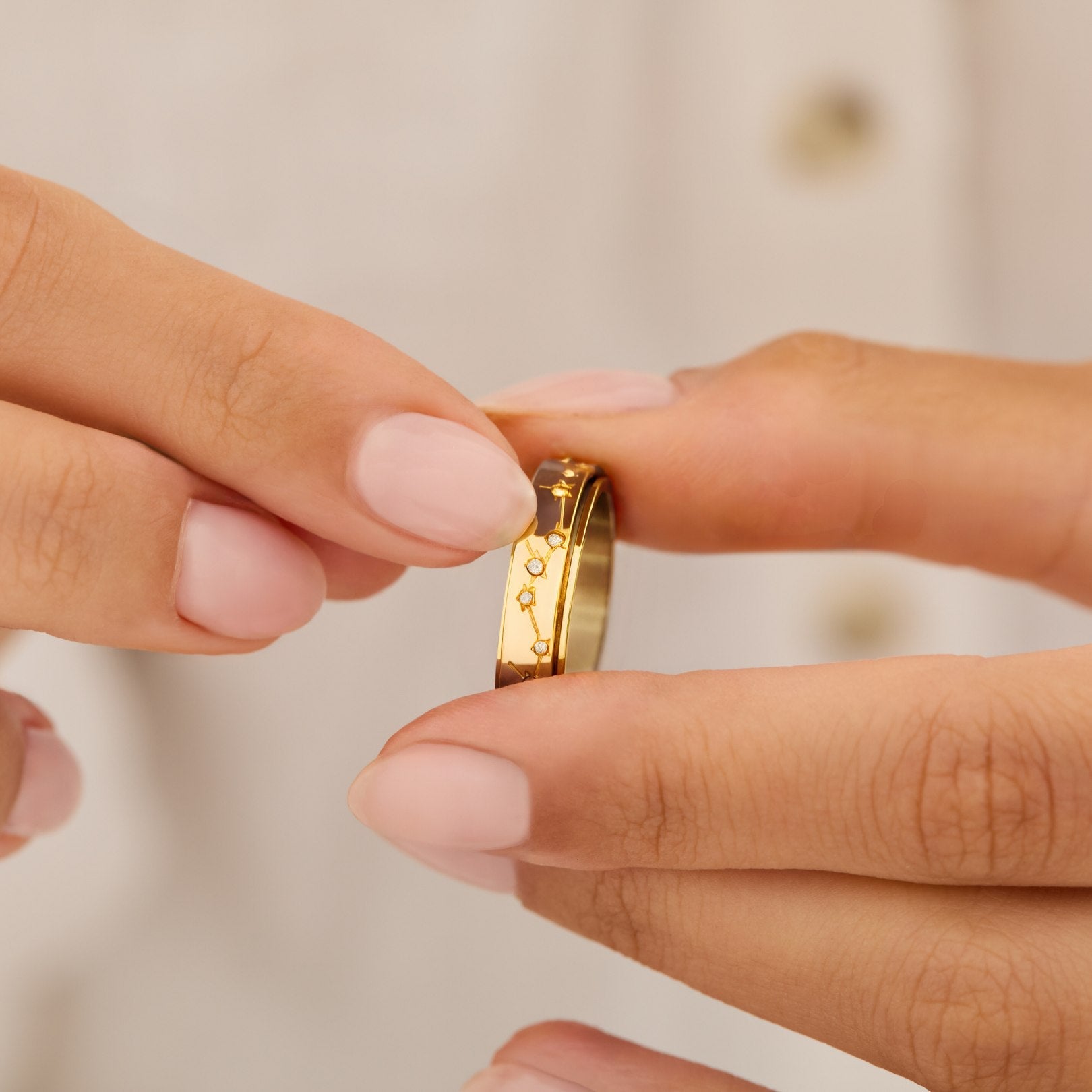 gold constellation crystal anxiety ring