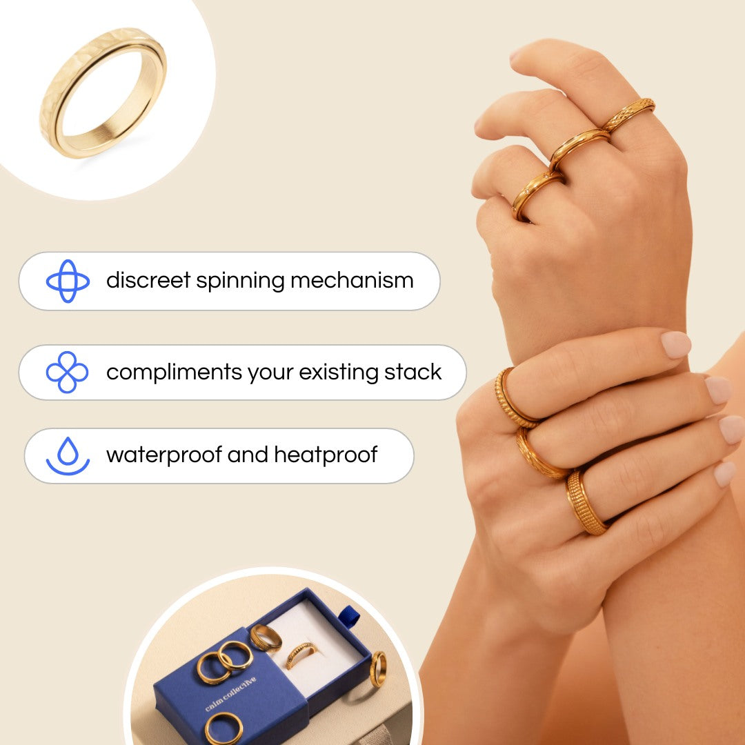 gold spinning hammered ring