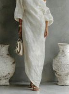 Aurelia | Elegant One-Shoulder Linen Maxi Dress