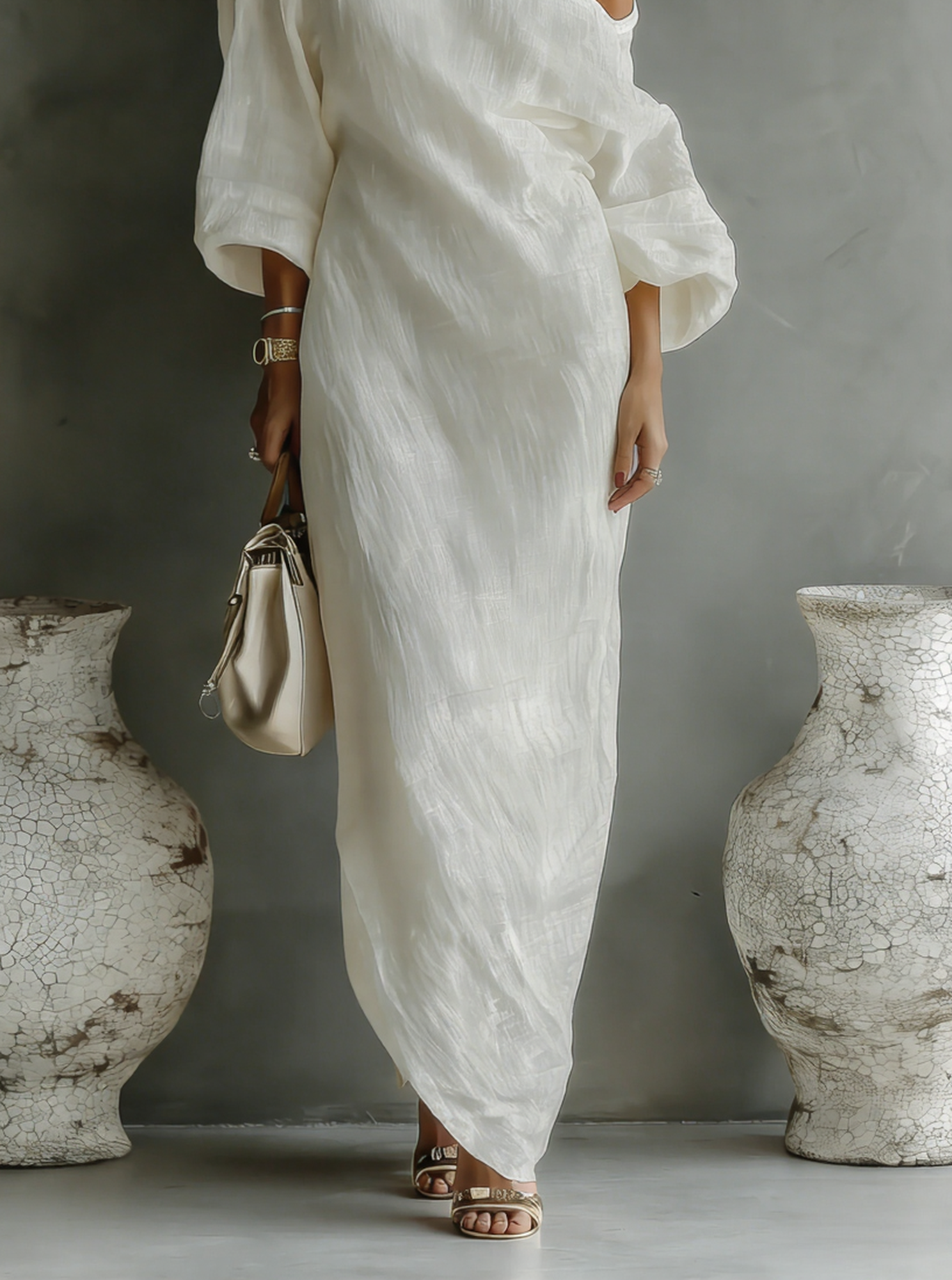 Aurelia | Elegant One-Shoulder Linen Maxi Dress