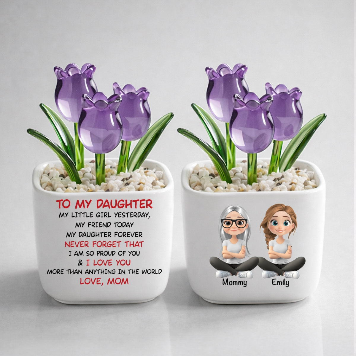 My Daughter Forever - Personalized Custom Glass Everlasting Tulips