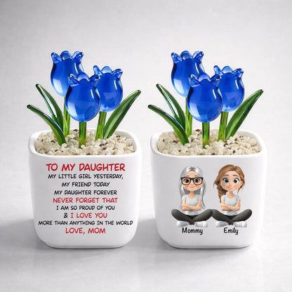 My Daughter Forever - Personalized Custom Glass Everlasting Tulips