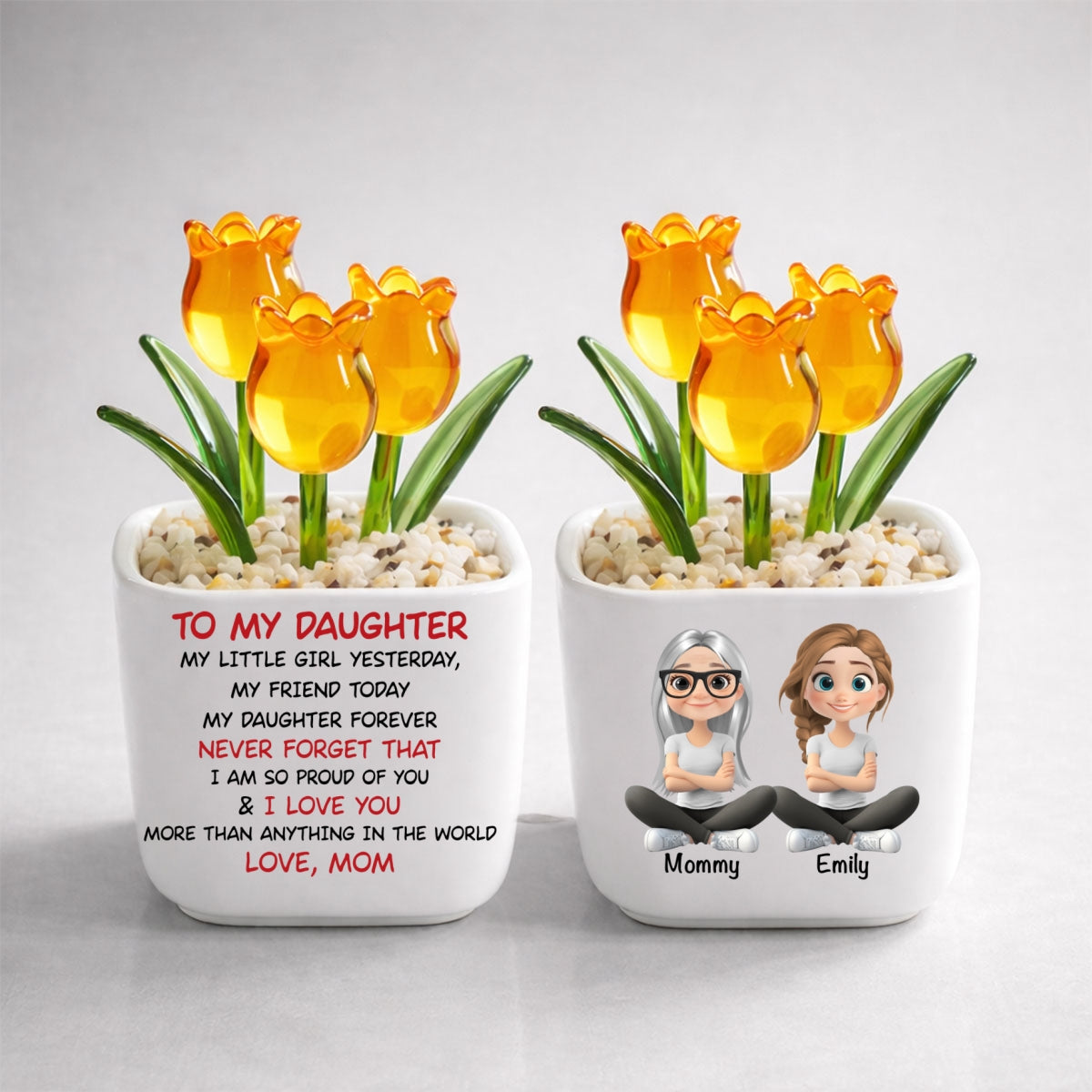 My Daughter Forever - Personalized Custom Glass Everlasting Tulips
