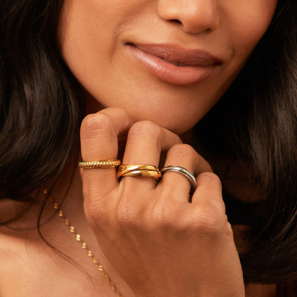 gold bold trio gliding fidget ring