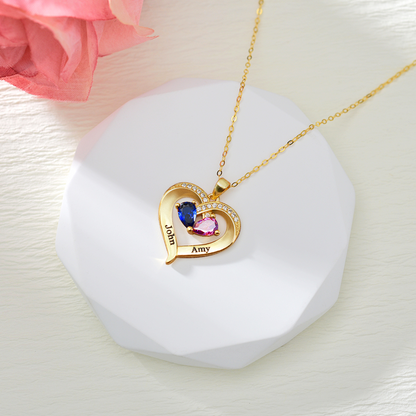 To My Wife – Birthstone Heart Necklace