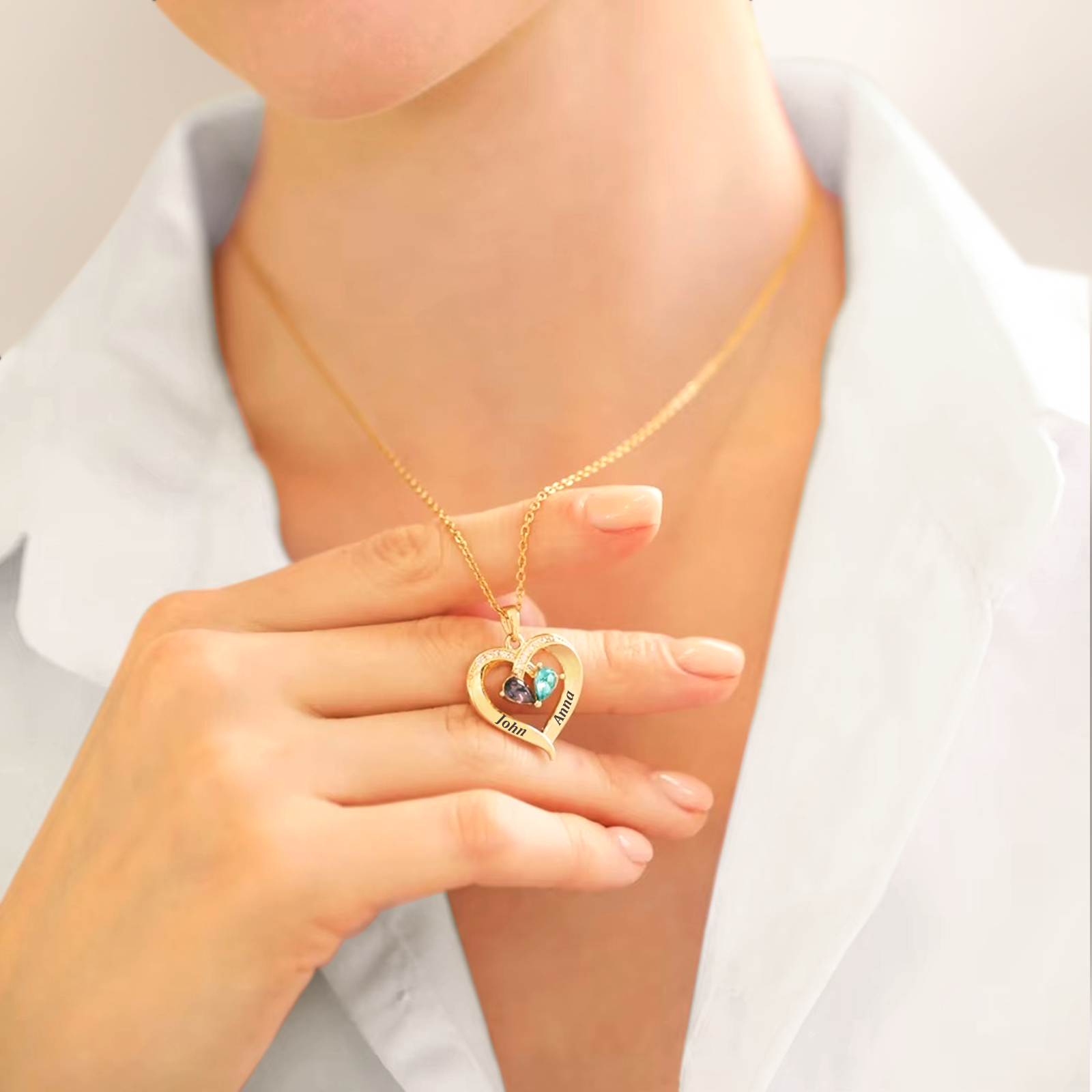 To My Wife – Birthstone Heart Necklace