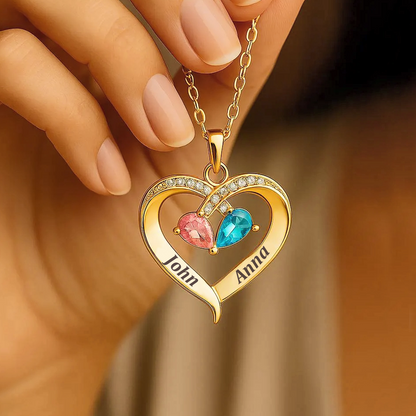 To My Wife – Birthstone Heart Necklace