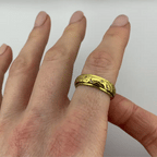 gold moon and star pattern anxiety ring