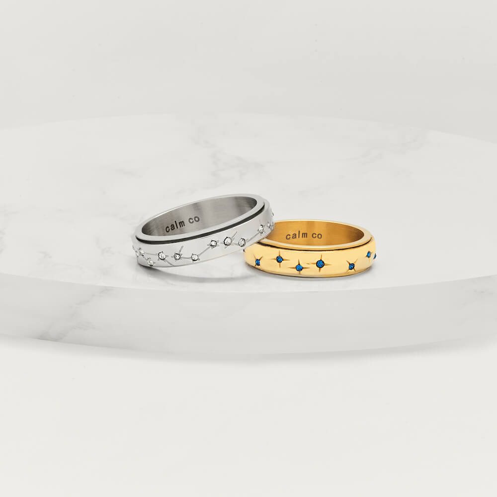 silver constellation crystal anxiety ring
