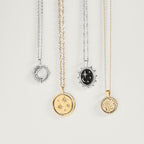 silver rotating moon necklace