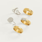 gold moon and star pattern anxiety ring