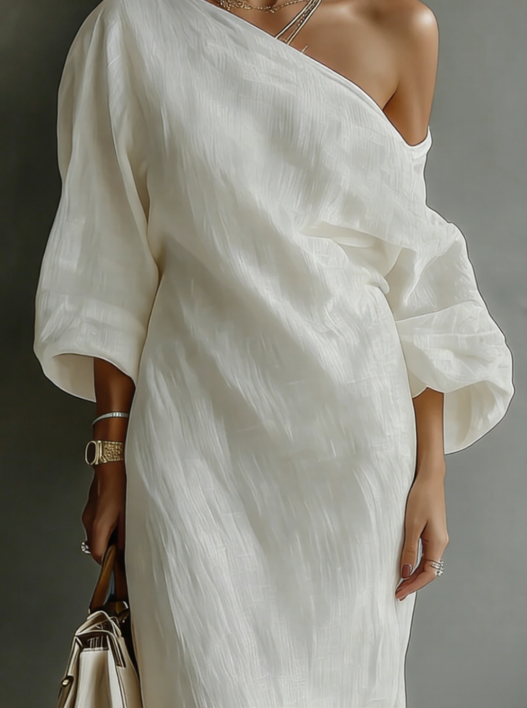 Aurelia | Elegant One-Shoulder Linen Maxi Dress