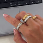 silver night sky anxiety ring