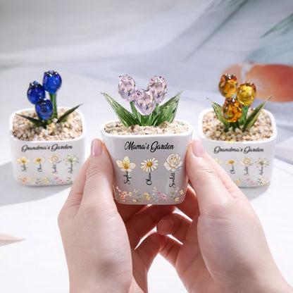 Grandma's Garden- Personalized Custom Glass Everlasting Tulips