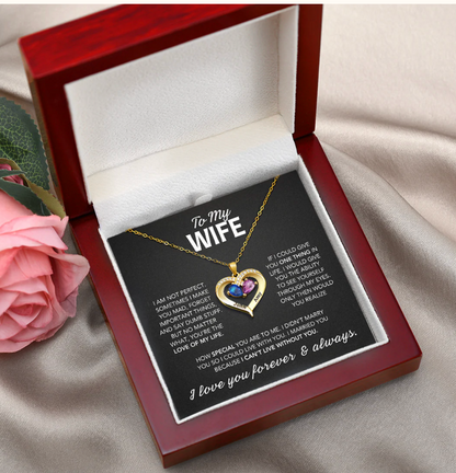To My Wife – Birthstone Heart Necklace