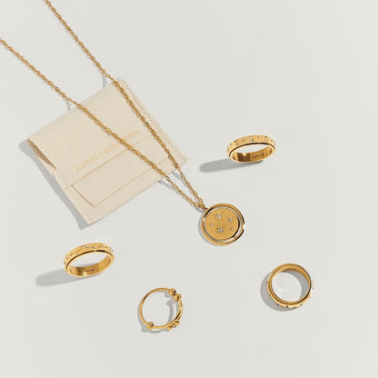 gold night sky spinning necklace