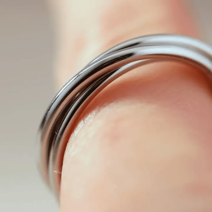 silver trio gliding fidget ring