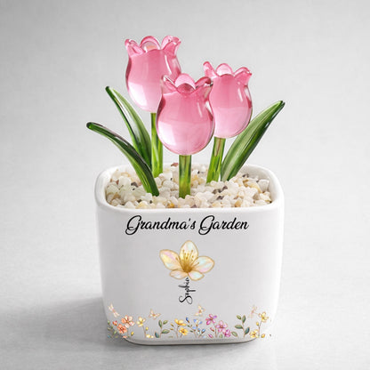 Grandma's Garden- Personalized Custom Glass Everlasting Tulips