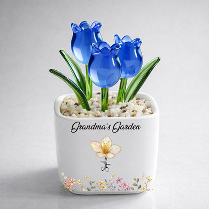Grandma's Garden- Personalized Custom Glass Everlasting Tulips