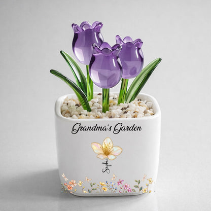 Grandma's Garden- Personalized Custom Glass Everlasting Tulips