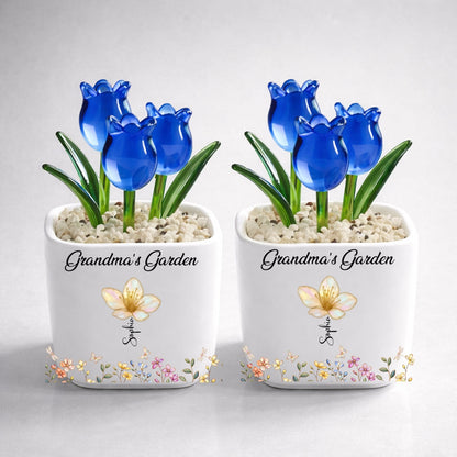 Grandma's Garden- Personalized Custom Glass Everlasting Tulips
