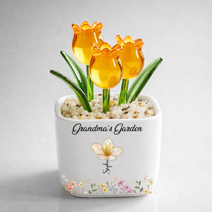Grandma's Garden- Personalized Custom Glass Everlasting Tulips